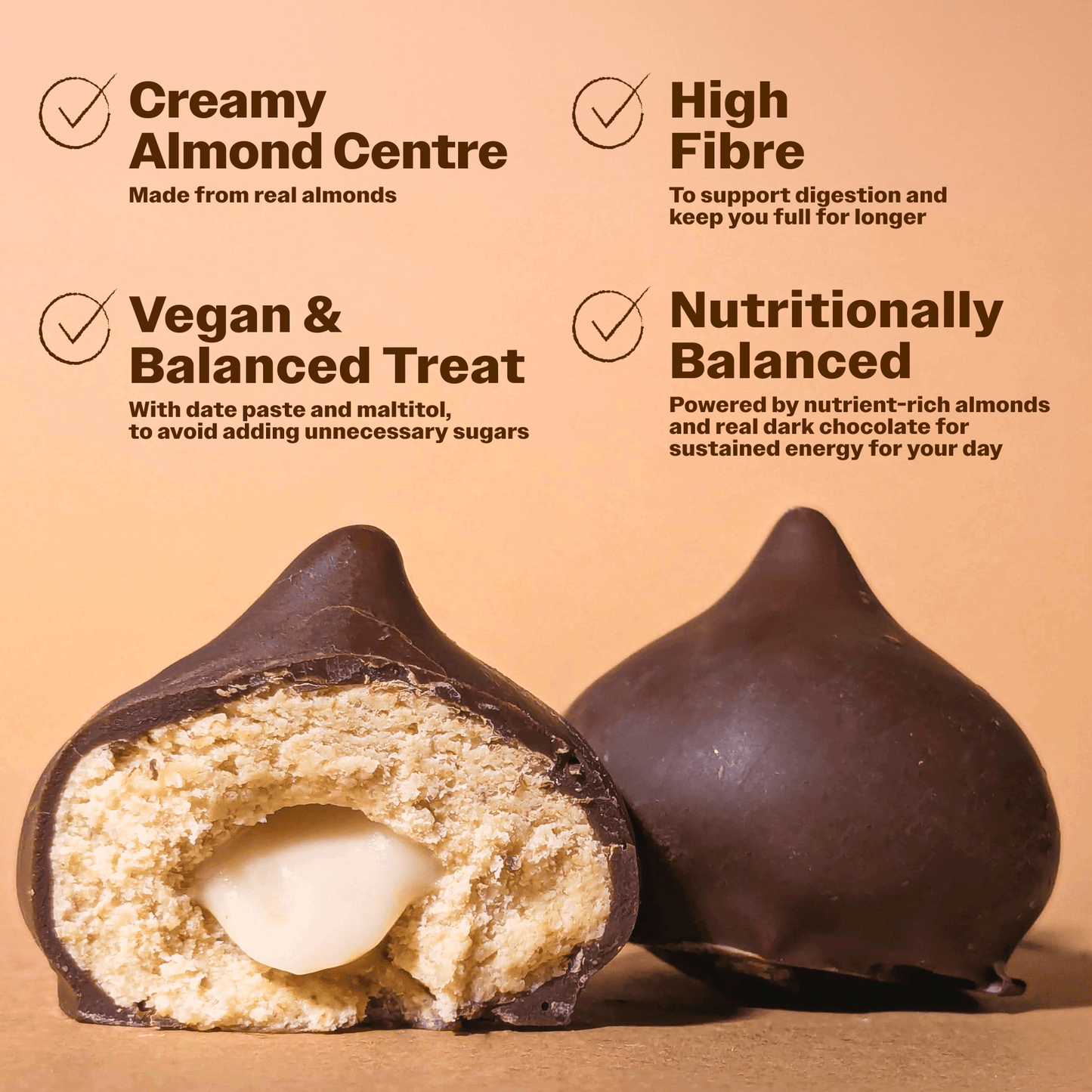 Cocoa Coated Pea Protein Balls With Almond Cream - Oh!My Snacks