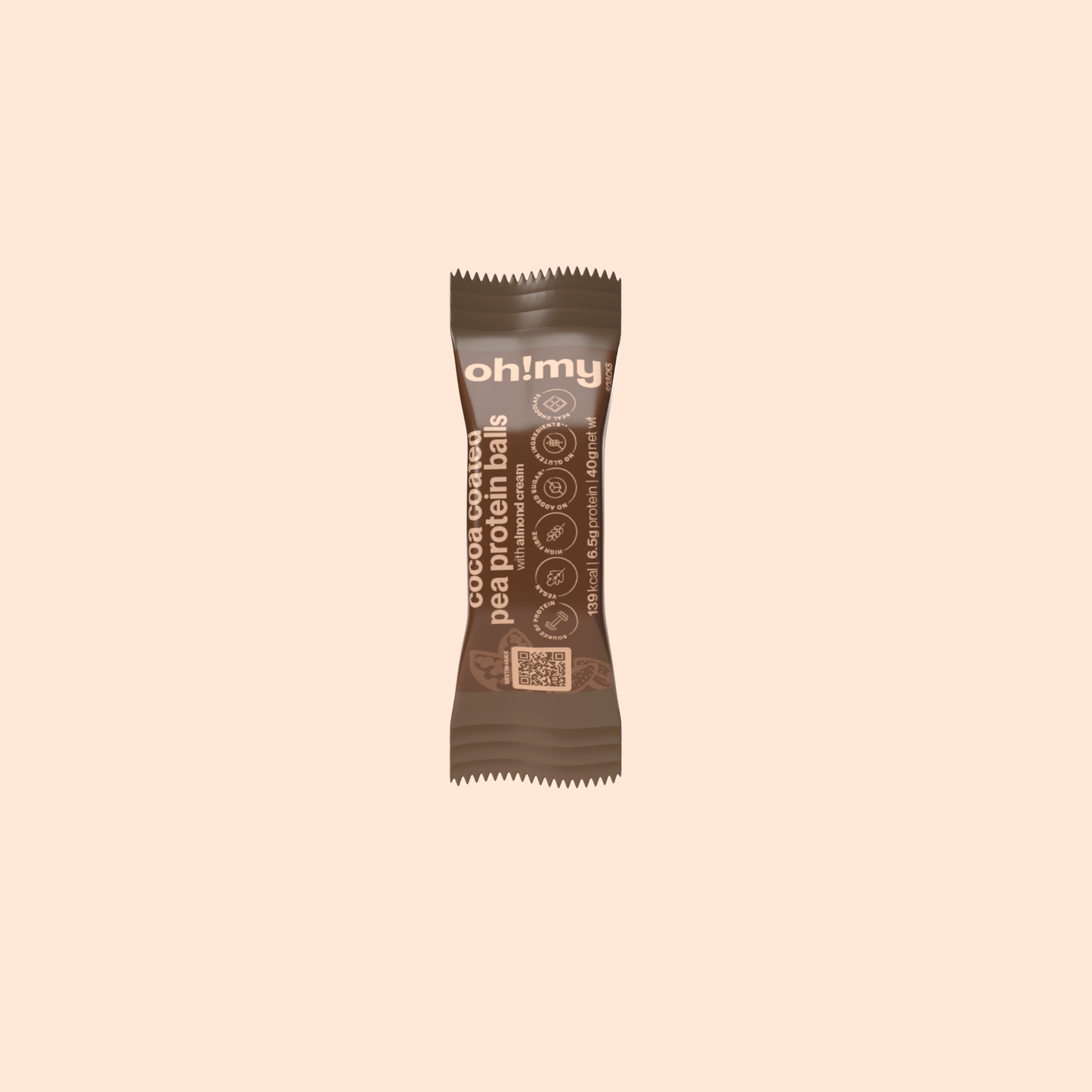 Cocoa Coated Pea Protein Balls With Almond Cream - Oh!My Snacks