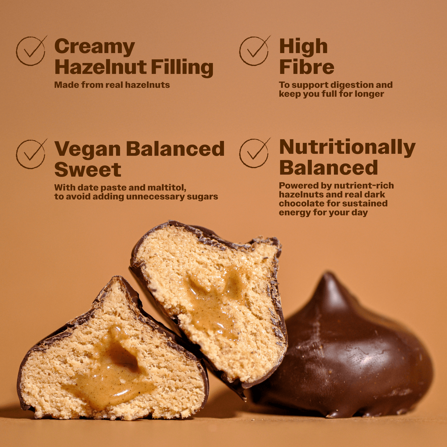 Cocoa Coated Pea Protein Balls With Hazelnut Cream - Oh!My Snacks