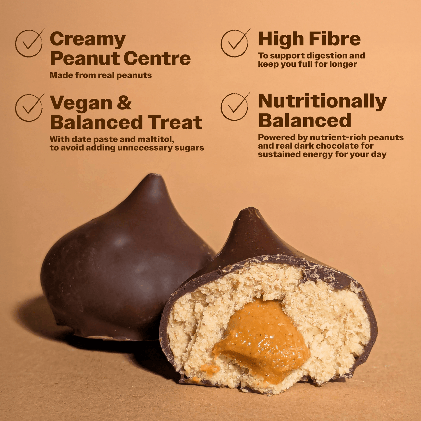 Cocoa Coated Pea Protein Balls With Peanut Cream - Oh!My Snacks