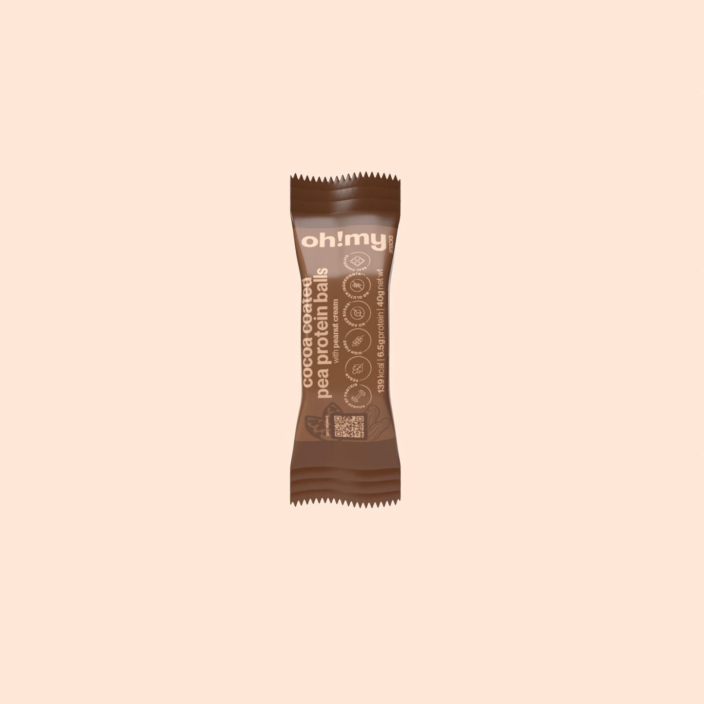 Cocoa Coated Pea Protein Balls With Peanut Cream - Oh!My Snacks