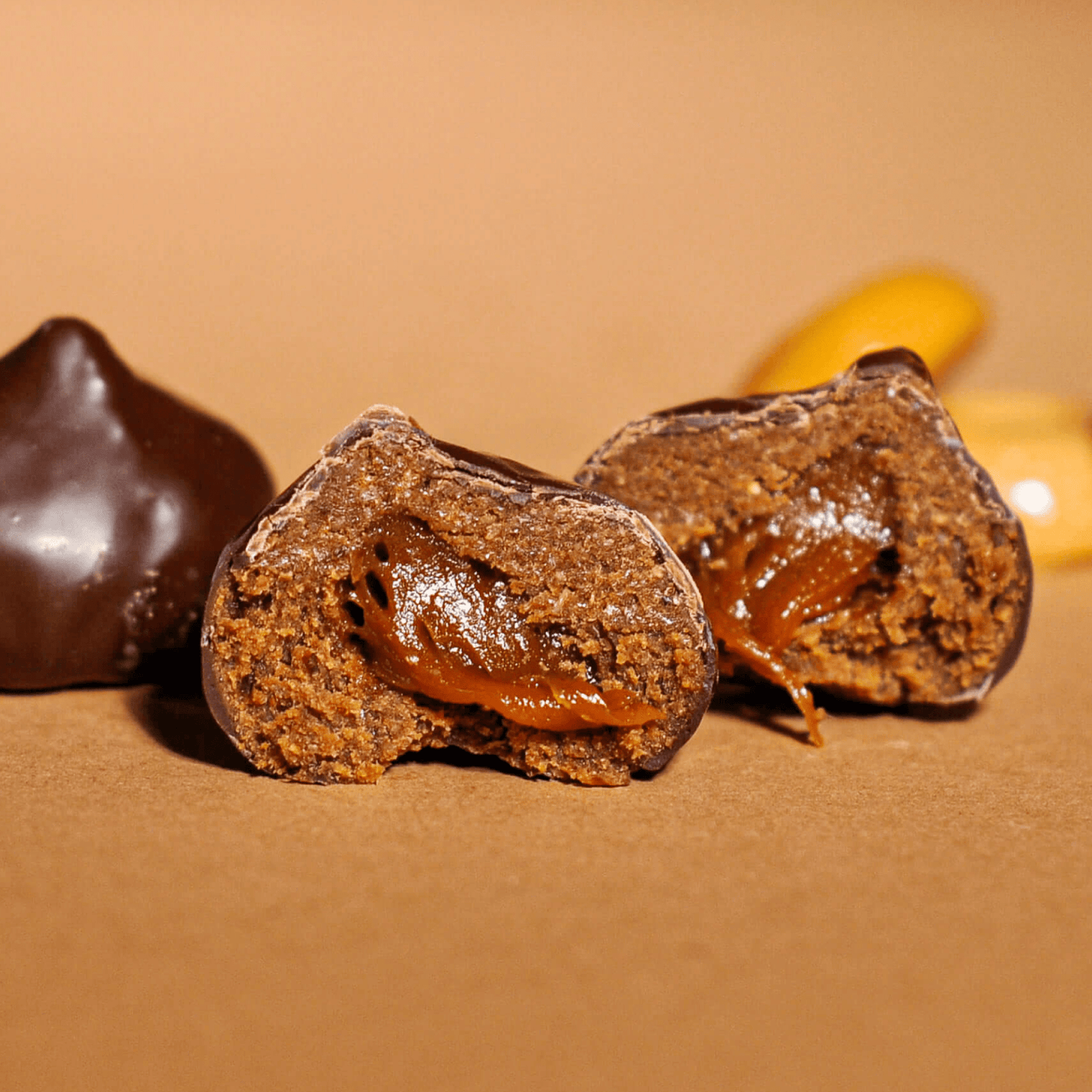 Cocoa Coated Protein Balls With Caramel Cream - Oh!My Snacks