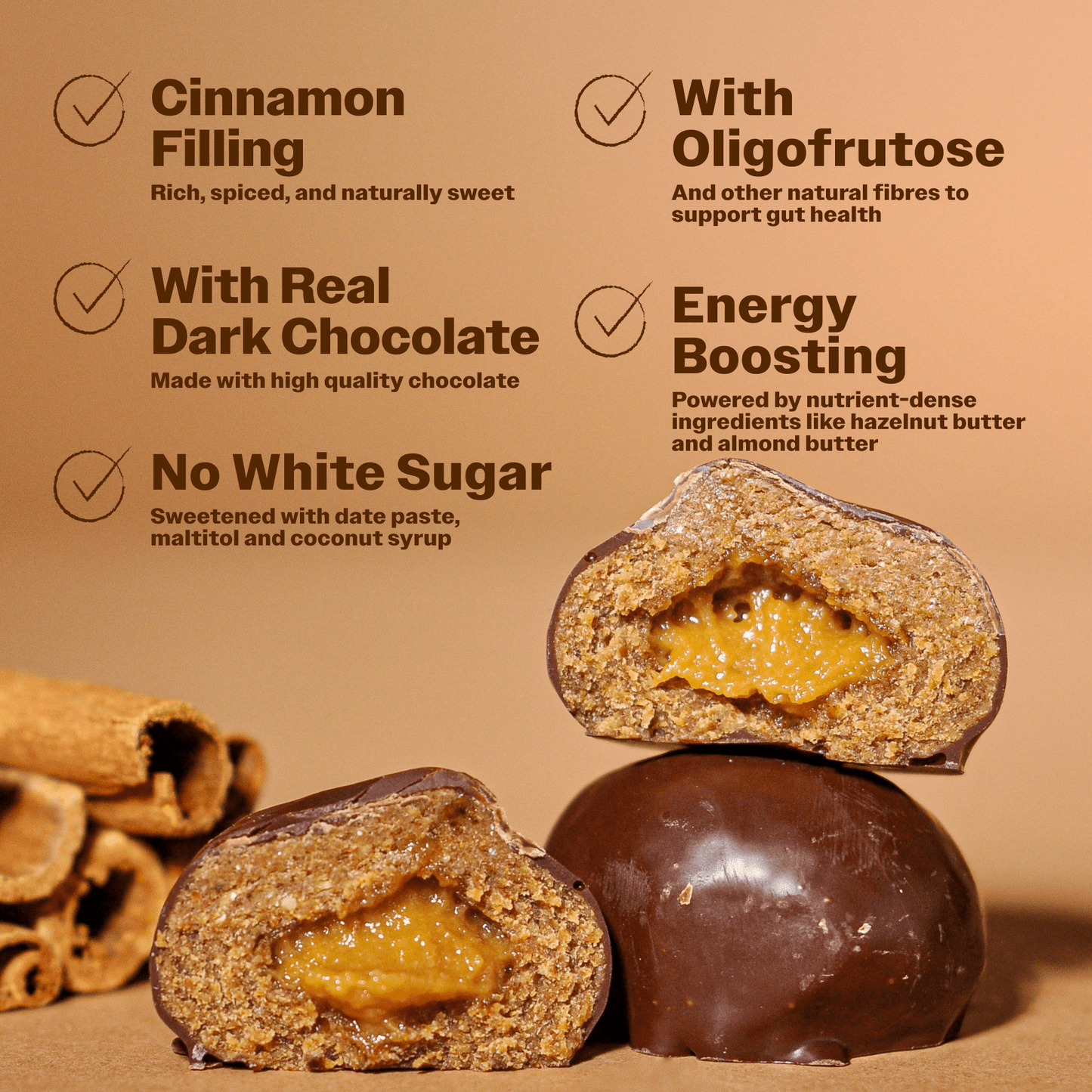 Cocoa Coated Protein Balls With Cinnamon Cream - Oh!My Snacks