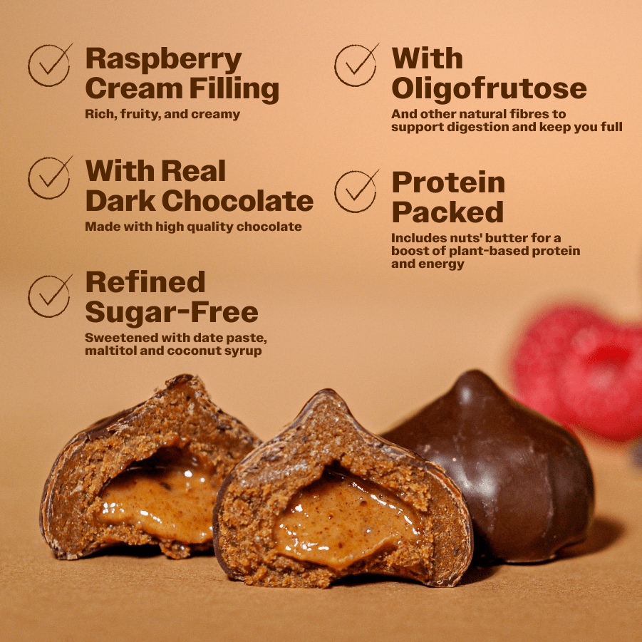 Cocoa Coated Protein Balls With Raspberry Cream - Oh!My Snacks