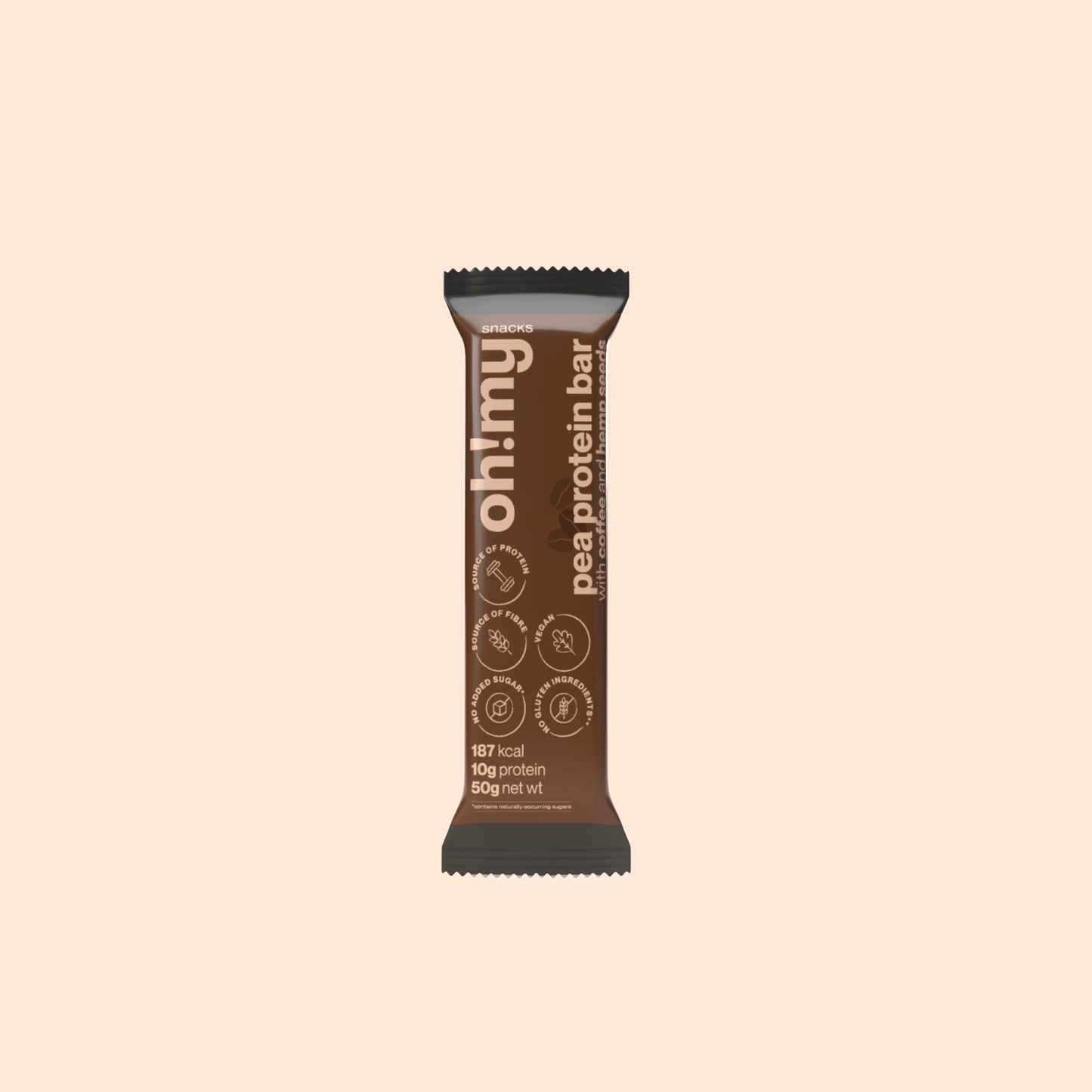 Pea Protein Bar With Coffee and Hemp Seeds - Oh!My Snacks