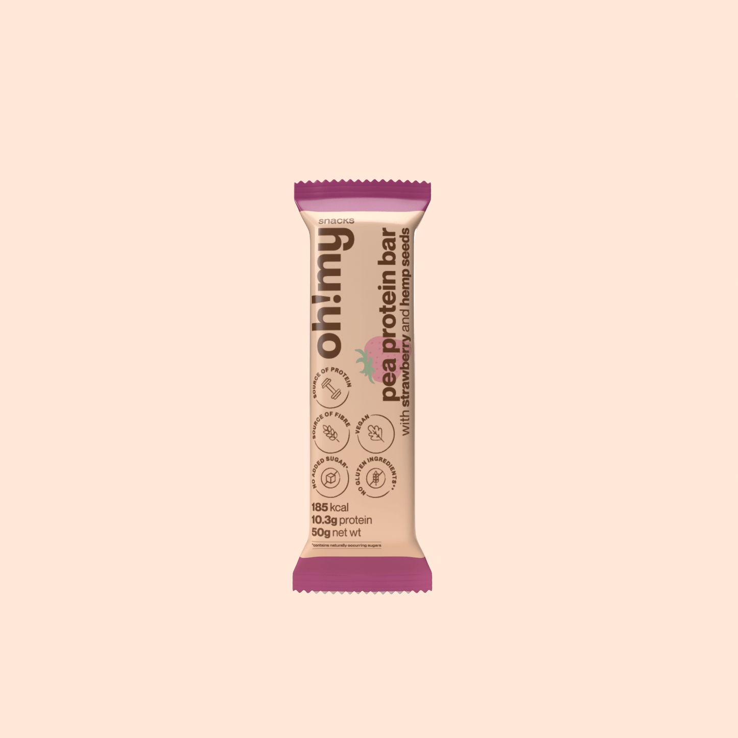 Pea Protein Bar With Strawberry and Hemp Seeds - Oh!My Snacks