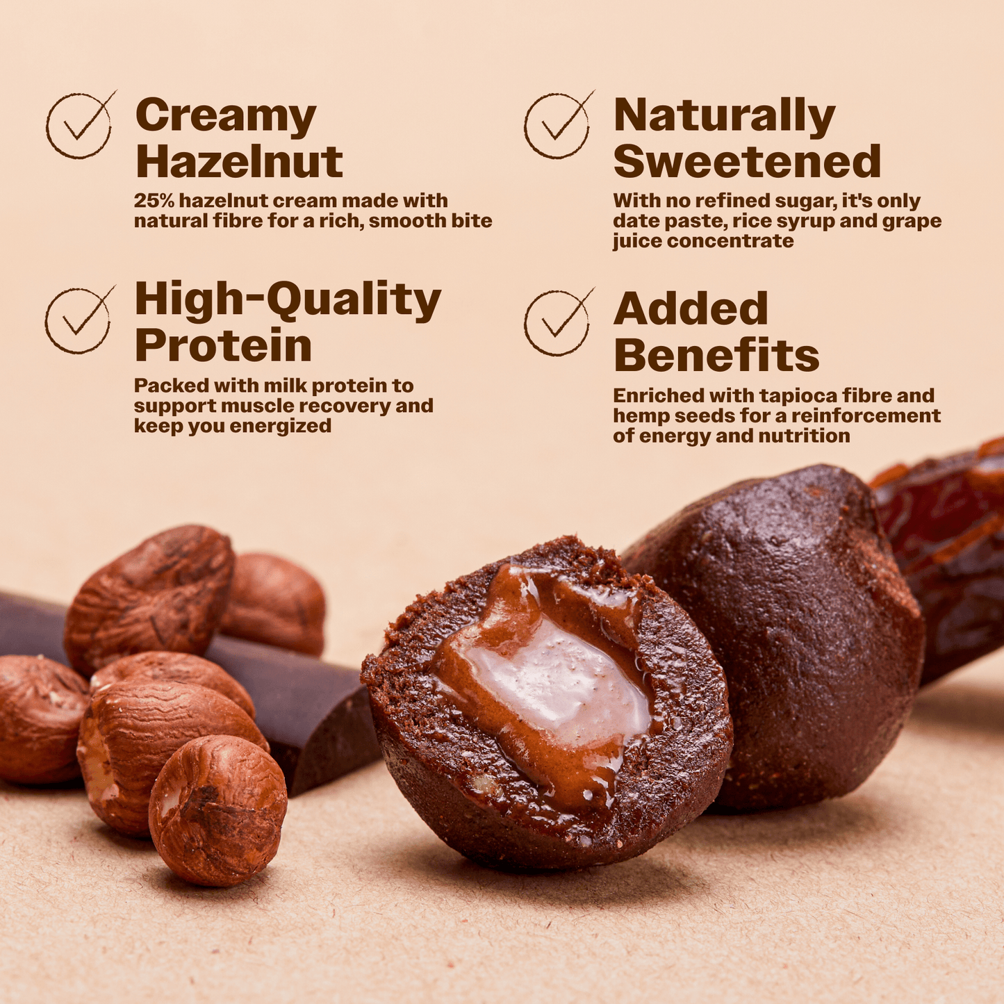 Protein Balls Chocolate with Hazelnut Cream - Oh!My Snacks