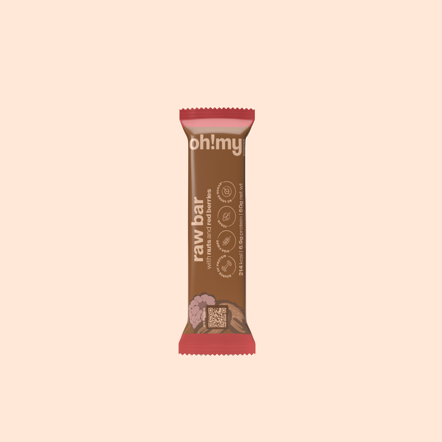Raw Protein Bar with Nuts and Red Berries - Oh!My Snacks