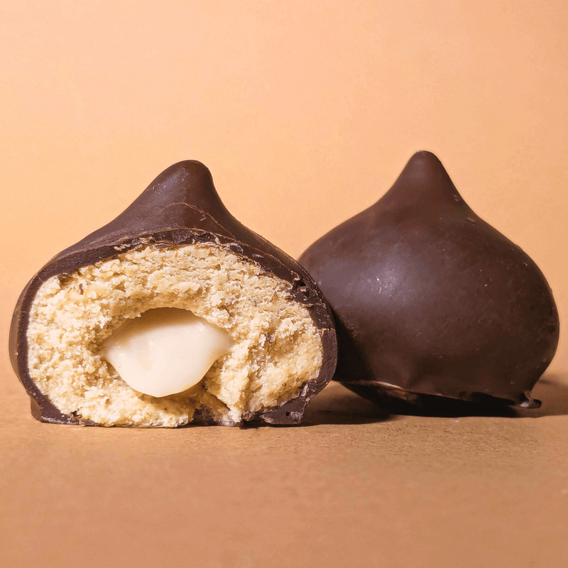 Cocoa Coated Pea Protein Balls With Almond Cream