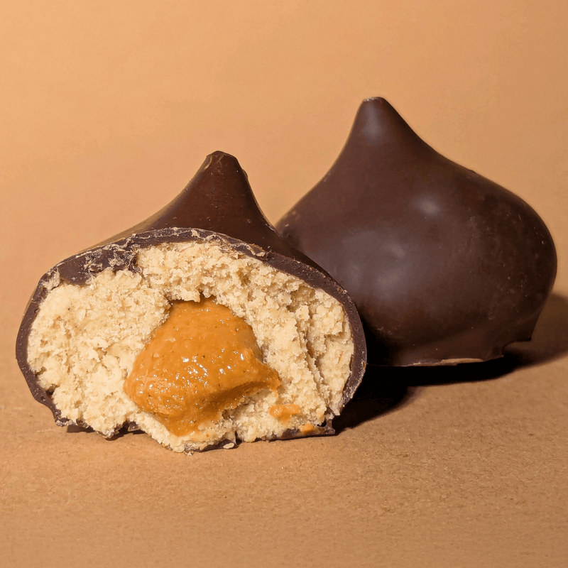 Cocoa Coated Pea Protein Balls With Peanut Cream