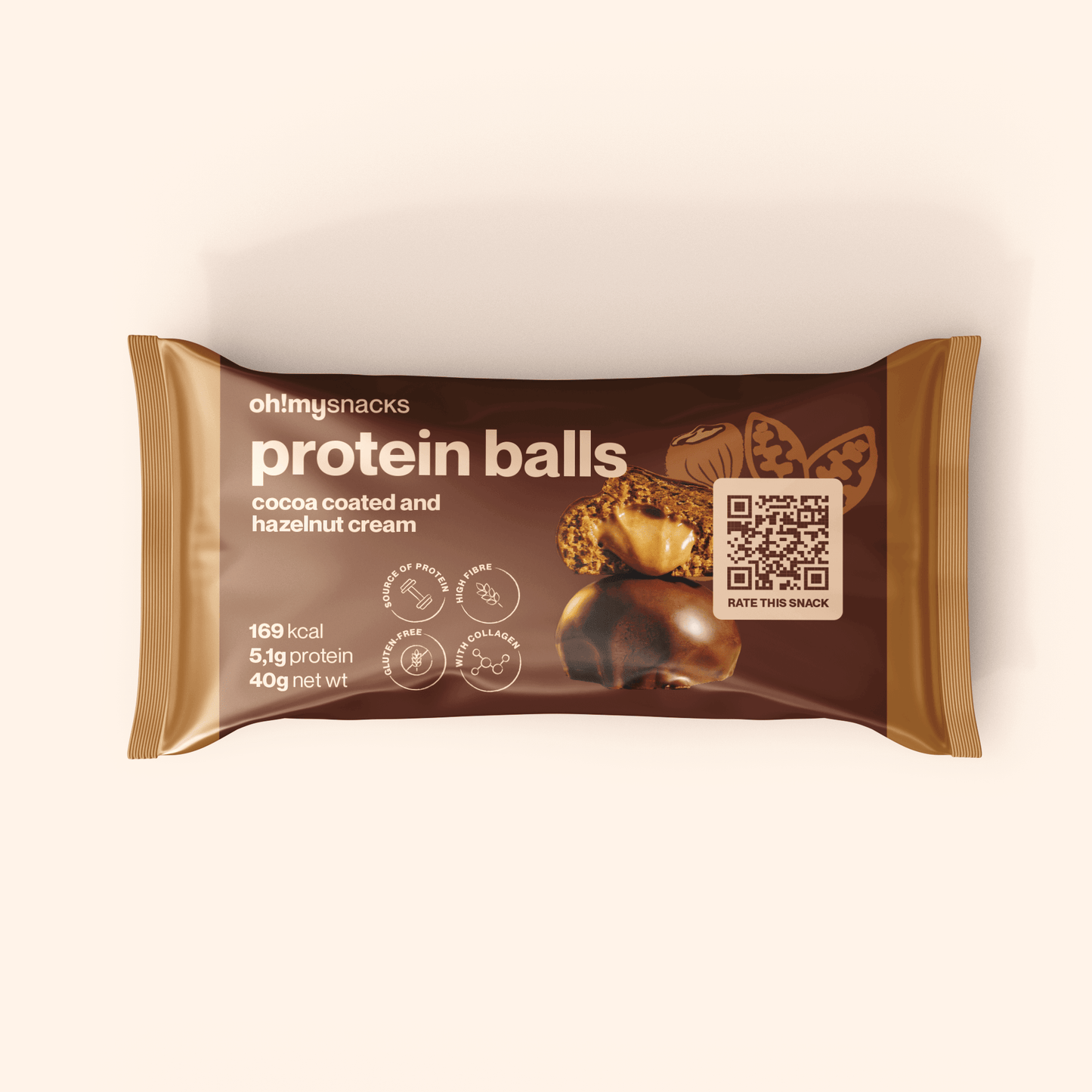 cocoa coated protein balls hazelnut cream - Oh!My Snacks