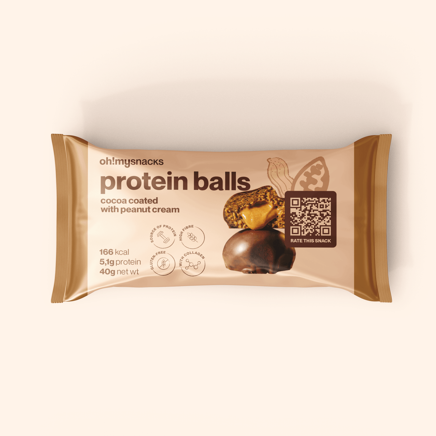 cocoa coated protein balls peanut cream - Oh!My Snacks