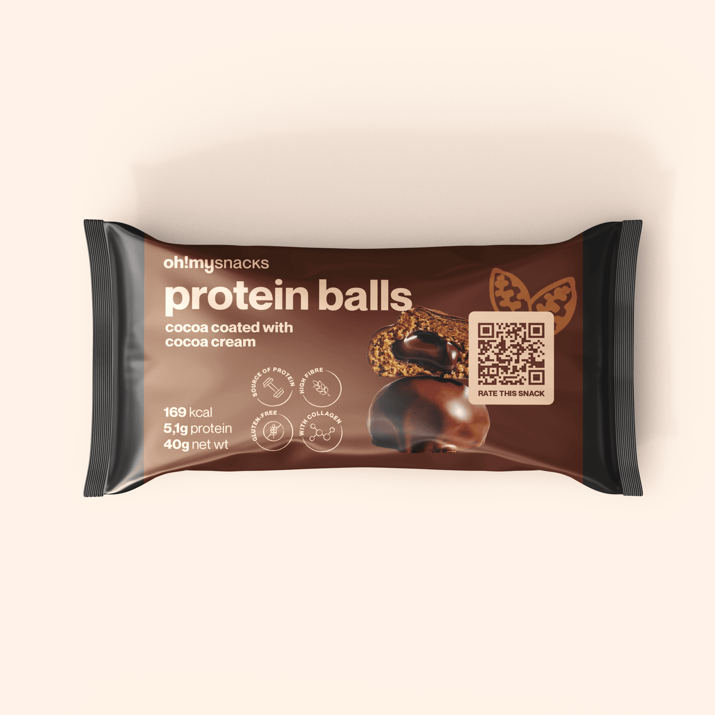 cocoa coated protein balls with cocoa cream - Oh!My Snacks