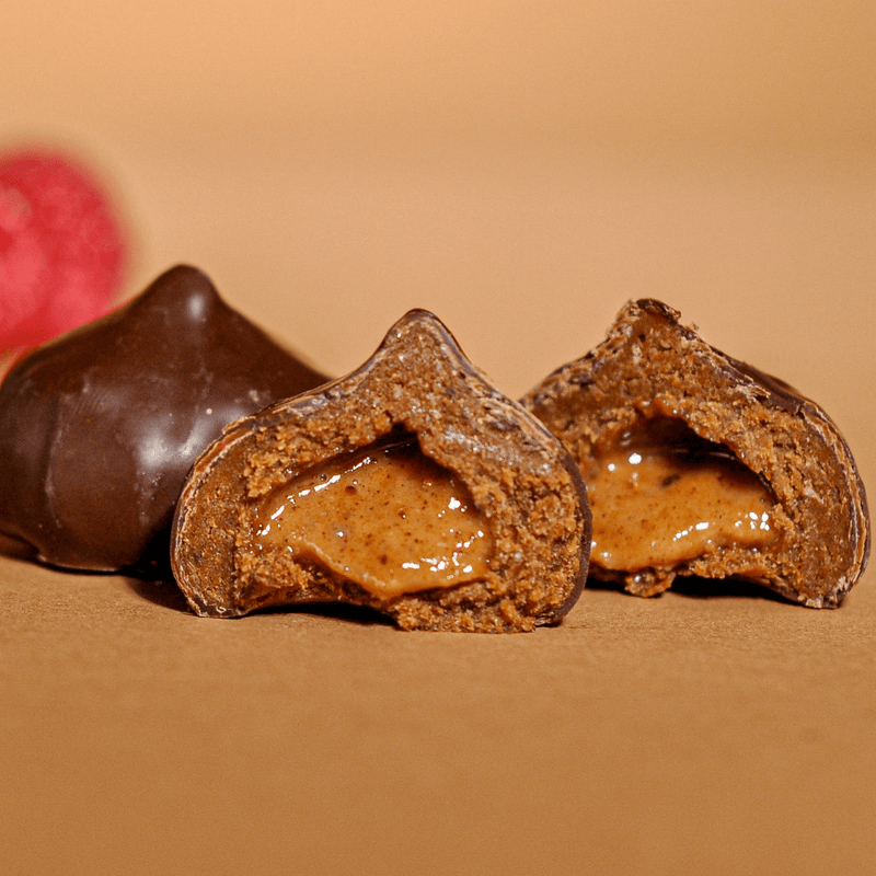 Cocoa Coated Protein Balls With Raspberry Cream