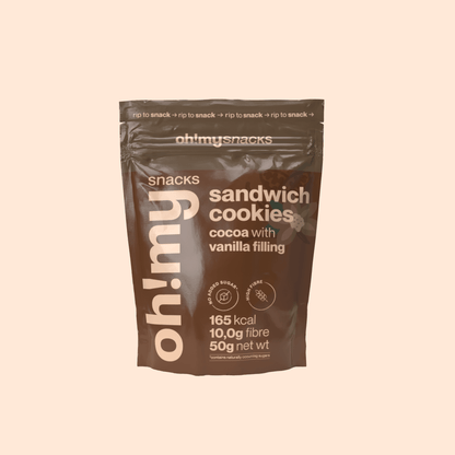 cocoa sandwich cookies with vanilla filling - Oh!My Snacks