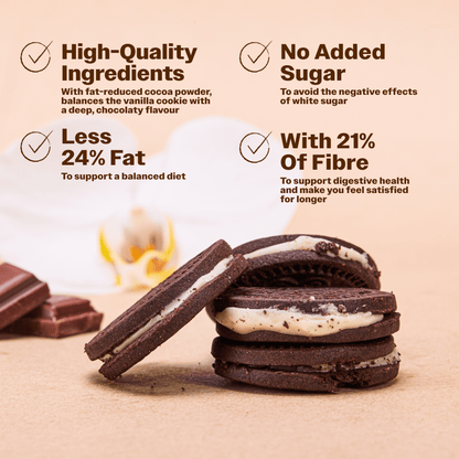 cocoa sandwich cookies with vanilla filling - Oh!My Snacks