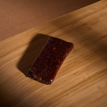 Cookie Dough Bar Brownie on a wooden board
