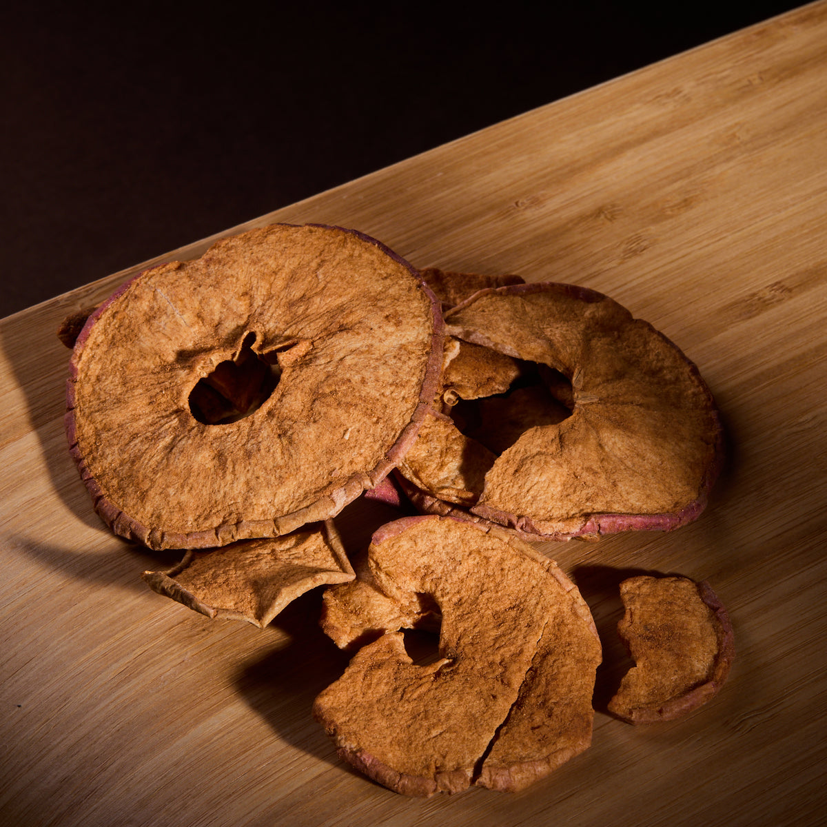 Dried Apple Cinnamon on a wooden board