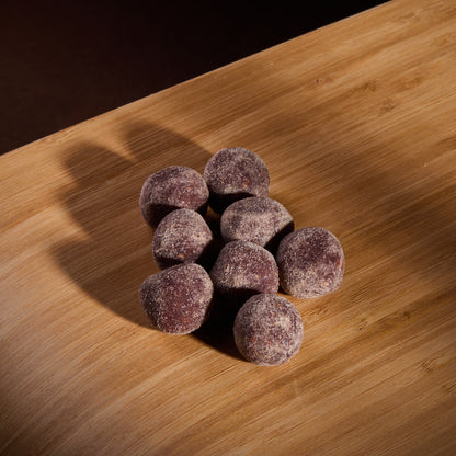 Fruit Balls Strawberry on a wooden board