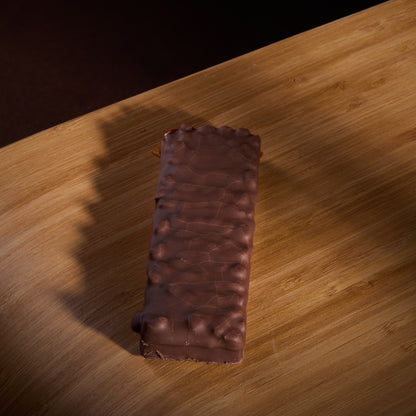 Protein Bar Salted Caramel on a wooden board
