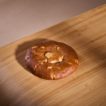 Protein Cake Caramel Cream on a wooden board