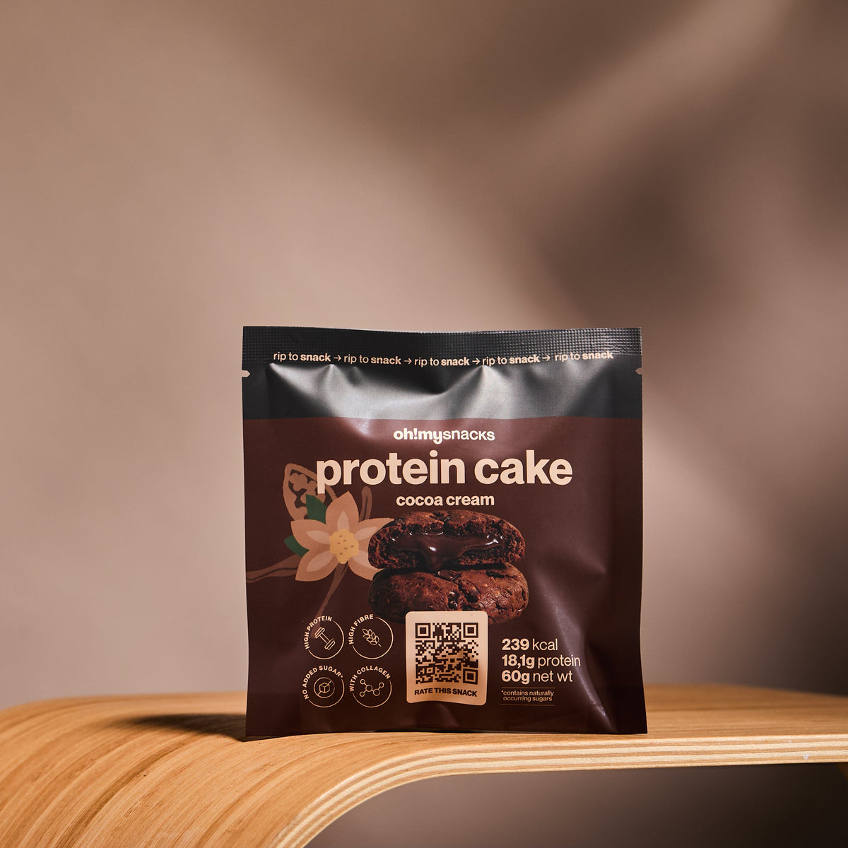 Envase de Bizcocho Proteico con Crema de Cacao