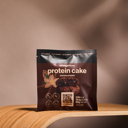 Envase de Bizcocho Proteico con Crema de Cacao