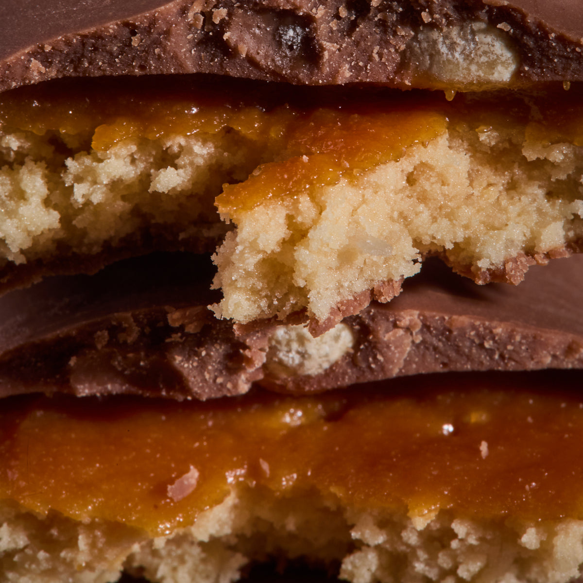 Close-up of Protein Milk Chocolate with Salted Caramel