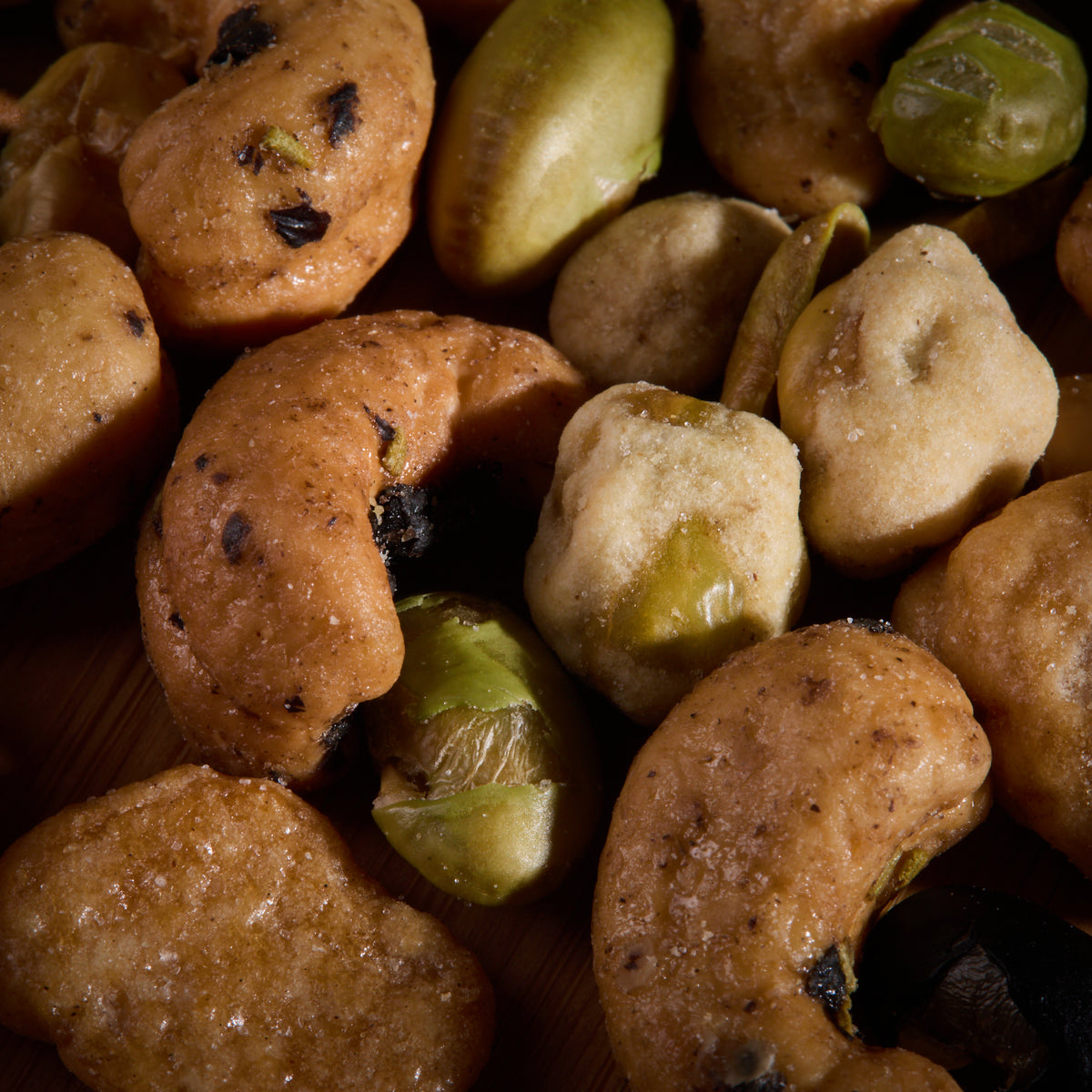 Close-up of Salty Fusion Beans Olive