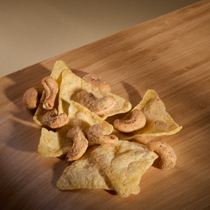 Salty Fusion Cheese Onion Tortilla on a wooden board