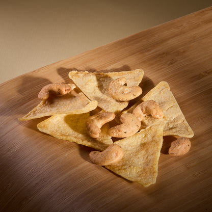 Salty Fusion Onion Addicted Tortilla on a wooden board