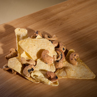Salty Fusion Onion Olive Tortilla on a wooden board