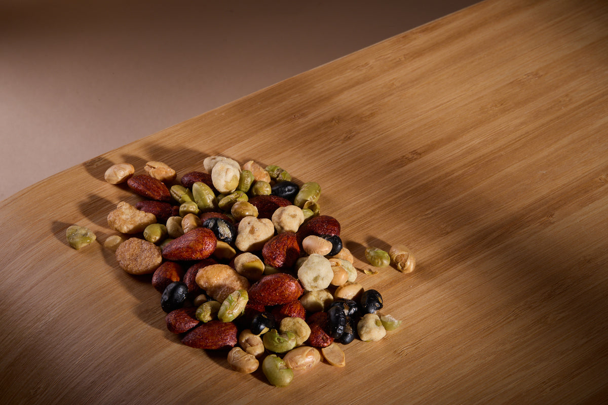 Spicy Fusion Beans Chilli Lime on a wooden board