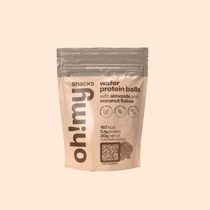 Protein Wafer Balls with Almonds and Coconut Flakes - Oh!My Snacks