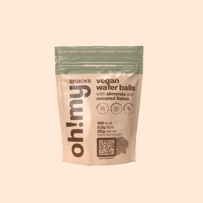Vegan Wafer Balls with Almonds and Coconut Flakes - Oh!My Snacks