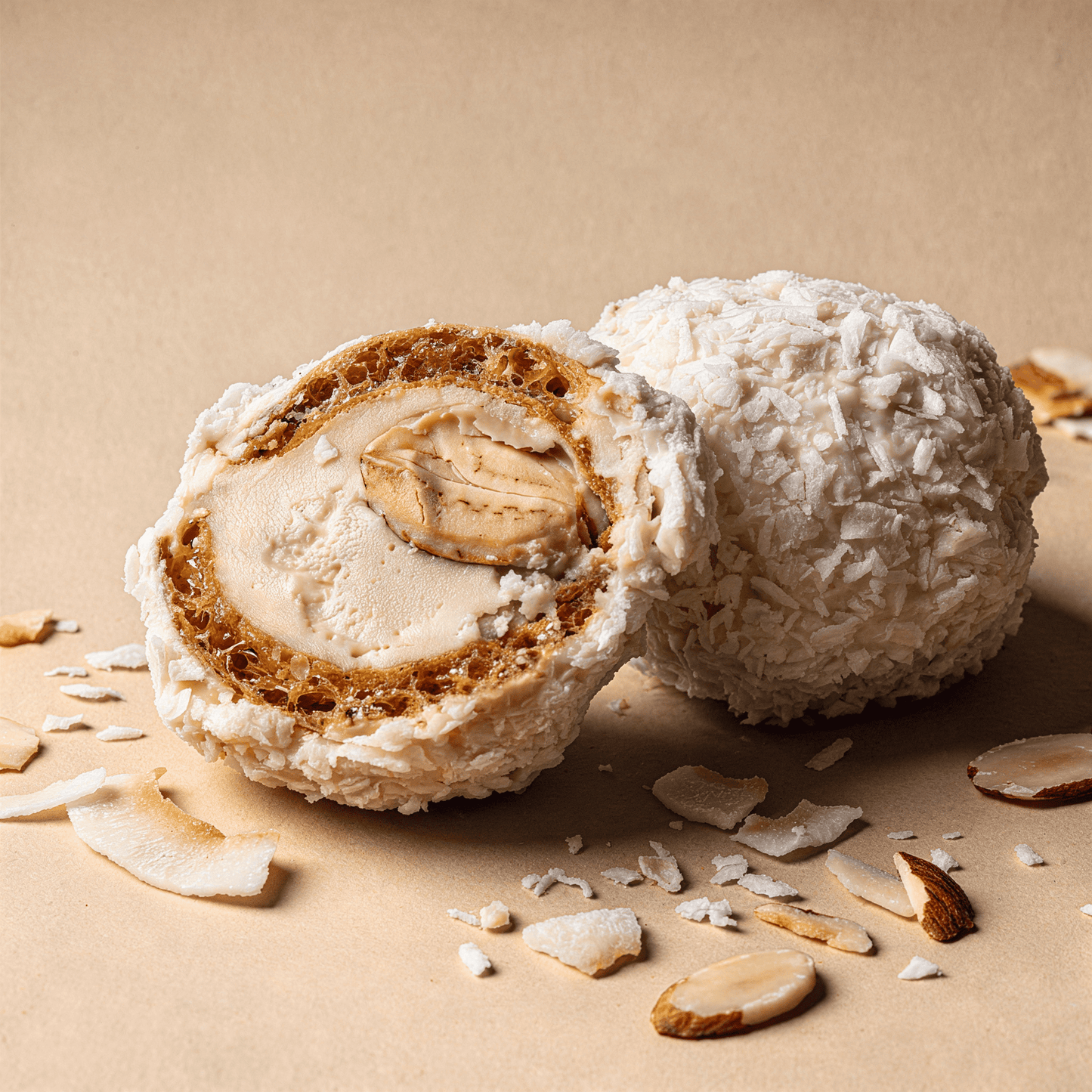 Vegan Wafer Balls with Almonds and Coconut Flakes - Oh!My Snacks
